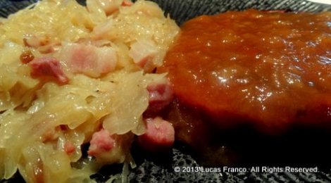 Pork neck with whiskey plumb sauce and sauerkraut (7)